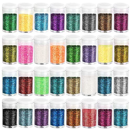 Gulang-keng 32 Farben DIY Epoxidharz Glitzerpulver, Verschiedenes Handwerk Glitzerpulver für Harzhandwerk Körper Gesicht und Nägel von gulang-keng