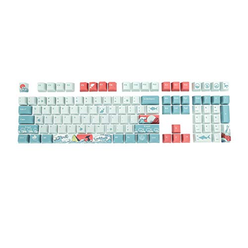 gulang-keng 5 Seiten Farbstoff-Sublimation 108 Tasten OEM PBT Tastenkappen Full Set, Mechanische Tastatur-Kappen Ukiyo-e Sea Waves Keycaps, DIY Geschenk für Spielliebhaber von gulang-keng