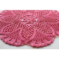 Rosa Häkeln Deckchen 30 cm, Wohnkultur Geschenk Für Ihre Einweihung Dekoration Schäbig Boho Vintage Hygge Hochzeit Braut Dusche Spitze Retro Dorf von gull808