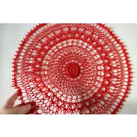 Rotes Häkeldeckchen Zum Verkauf, Evgenia Deckchen, 40 cm, Weihnachtsdeko, Weihnachtsgeschenk, Deckchen Tischdecke Gehäkelt, Häkeldeckchen, Zuhause von gull808