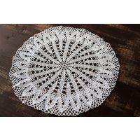 Weißes Spitzengefäß 32 cm Gehäkelte Tischdecke Dekoration Home Dekor Hygge Vintage Doilies Shabby Boho Tischläufer Tischdeko Untersetzer Geschenk von gull808