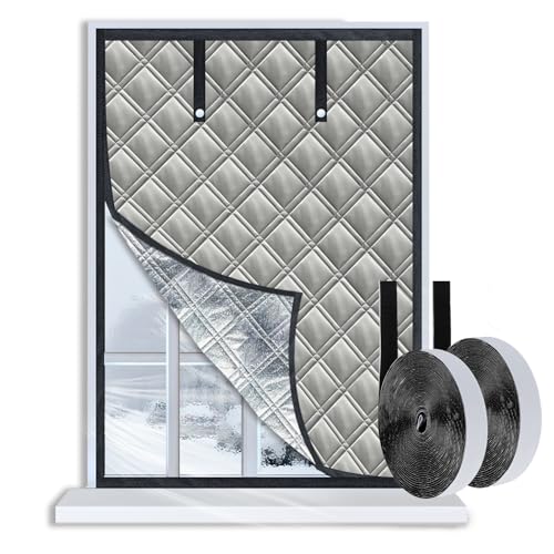 Gulrear 109,2 x 149,9 cm Fensterisolierungsset, 3-lagiges Wärmedämmungsfenster mit wärmereflektierender Aluminiumfolien-Schicht, blockiert Kälte und Wärme, energiesparend, UV-Schutz, mit Gulrear 109,2 x 149,9 cm Fensterisolierungsset, 3-lagiges Wärmedämmungsfenster mit wärmereflektierender Aluminiumfolien-Schicht, blockiert Kälte und Wärme, energiesparend, UV-Schutz, mit von gulrear