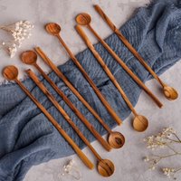 4Er Set Teak Holz Löffel - Handgemachte Holzlöffel Handgemachter Wiederverwendbarer Madhava Langer Rustikaler Diy Antiker Tafellöffel von gunacraftstore