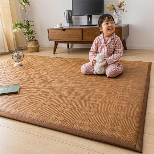 Japanische Futon-Matratze, faltbare Tatami-Matte, Eisrattan-Matten, tragbare Isomatte, aufrollbare Bodenmatratze, Nickerchenmatten, Bambusmatten for das Schlafzimmer zu Hause(Reddish brown,120x200cm) von guoiooi