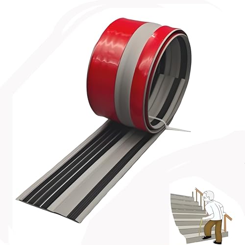 Treppenkantenschutz aus Vinyl-Gummi mit im Dunkeln leuchtendem Streifen, selbstklebendes Treppenkantenschutzband for den Innen- und Außenbereich, Stufenleiste for Treppenstufen(Dark Grey,80in/2.03m) von guoiooi