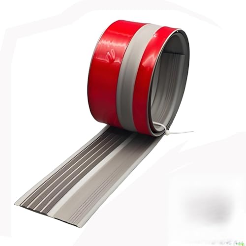 Treppenkantenschutz aus Vinyl-Gummi mit im Dunkeln leuchtendem Streifen, selbstklebendes Treppenkantenschutzband for den Innen- und Außenbereich, Stufenleiste for Treppenstufen(Gray,100in/2. 54m) von guoiooi