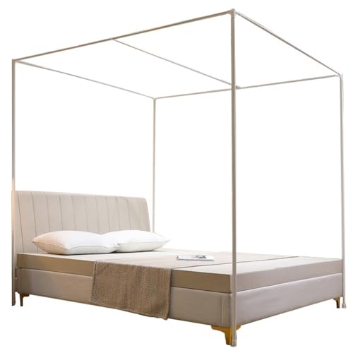 guoiooi Betthimmel Rahmen Edelstahl Mückennetz Rahmen Himmelbett Moskitonetzhalter Vier Eckbett Bettüberdachung Für Twin/Full/Queen/California King/King Size/California King(180x200cm(71x79inch)) von guoiooi