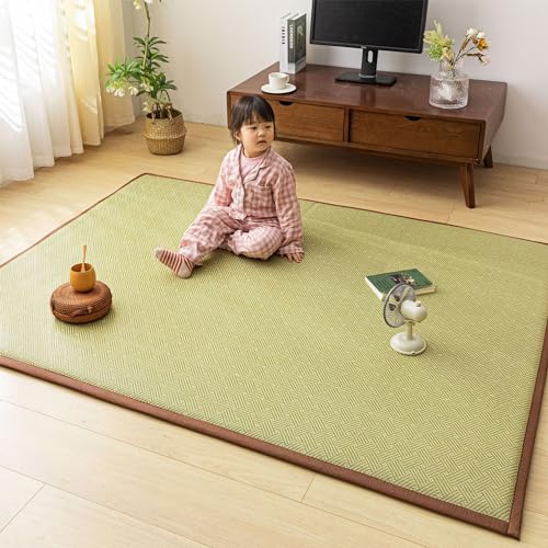 guoiooi Japanische Futon-Matratze, Faltbare Tatami-Matte, Eisrattan-Matten, tragbare Isomatte, aufrollbare Bodenmatratze, Nickerchenmatten, Bambusmatten for das Schlafzimmer zu Hause(Green,120x200cm) von guoiooi