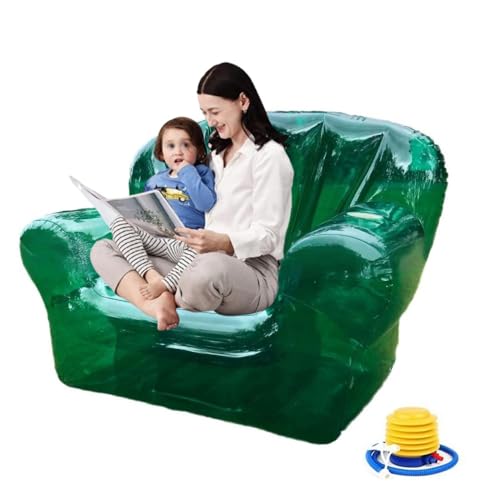 guoiooi Transparenter aufblasbarer Sofastuhl, tragbare Luftcouch for Outdoor-Camping am Strand, Innenräume, Dicke PVC-Lazy-Couch for Partys, Höfe, Zimmer(Green) von guoiooi