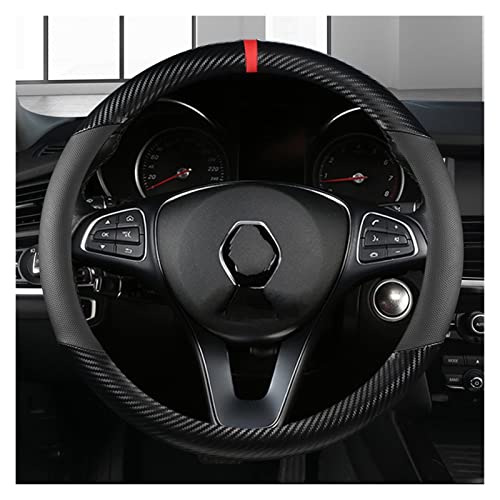 Lenkradabdeckung Auto Lenkrad Abdeckung 38cm Leder Für Renault Für Clio Für Fluence Für Megane Für Laguna Für Talisman Lenkradbezug (Farbe : Black O Shape) von guostar