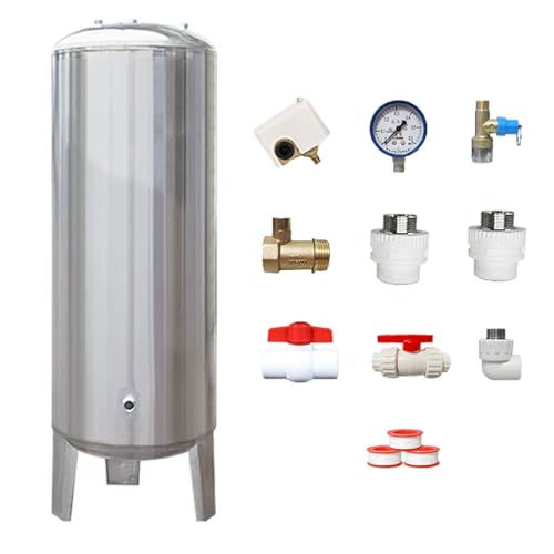 guoyjmm Druckbehälter Druckkessel Druck Wasser-Speicherbehälter 60L-300L, Edelstahl Hohe Vordruckbehälter Tragbar, Druckspeicher, mit Komplettem Installationssatz,160L/42.3Gal-50x95cm von guoyjmm