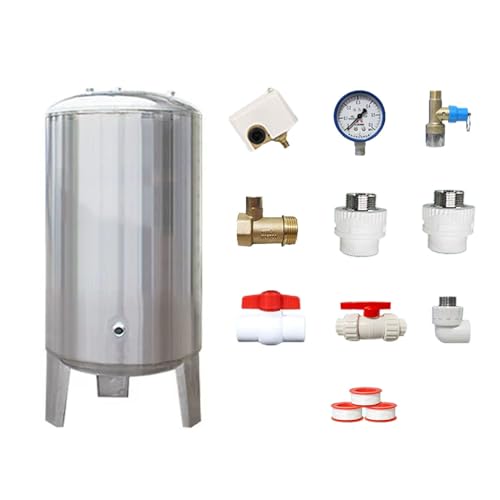 guoyjmm Druckbehälter Druckkessel Druck Wasser-Speicherbehälter 60L-300L, Edelstahl Hohe Vordruckbehälter Tragbar, Druckspeicher, mit Komplettem Installationssatz,60L/15.8Gal-40x60cm von guoyjmm