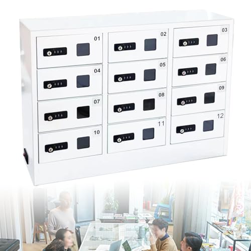 guoyjmm Metall-Aufbewahrungsschrank mit 12 Steckplätzen für Mobiltelefone, Handy-Ladestation mit 3-in-1-Ladeanschlüssen und Zahlenschloss mit Schlüssel für Büro-, Klassenzimmer- und Konferenzräume guoyjmm Metall-Aufbewahrungsschrank mit 12 Steckplätzen für Mobiltelefone, Handy-Ladestation mit 3-in-1-Ladeanschlüssen und Zahlenschloss mit Schlüssel für Büro-, Klassenzimmer- und Konferenzräume von guoyjmm