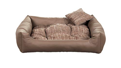 gutekissen® Hundebett aus Ökoleder Hundebett Hundesofa Hundeliege Hundekissen Kunstleder Hundeschlafplatz - Langlebige Materialien und hohe Qualität EKO (M - 80x65, Beige) von gutekissen