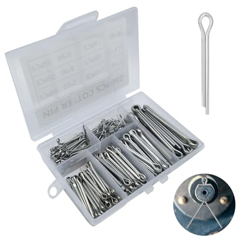 260 Stück Splinte Sortiment, Splint Set, Splinte Sortiment Edelstahl, Splint Sicherungssplint M1 M2 M2.5 M3 M4 M5, für Autos Wohnmobile Gartengeräte von gvivej