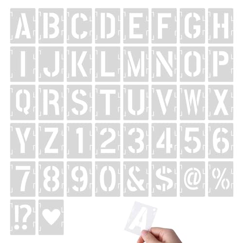 42 Stück Schablone Buchstaben, Kunststoff Verbindbar Schablonen Set, 2 Zoll Wiederverwendbare Buchstabenschablonen, für DIY Scrapbooking Malerei, Malerei auf Holz von gvivej