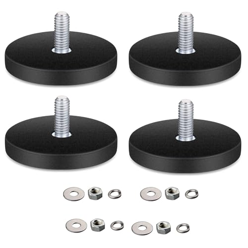 Gummiert Magnete, 4 Stück Starke Gummiert Magnete Anti-Rutsch mit M6 Außengewinde, Ø 43 mm Magnete mit Gewinde, Neodym Magnete ür Schrauben Öse oder Haken von gvivej