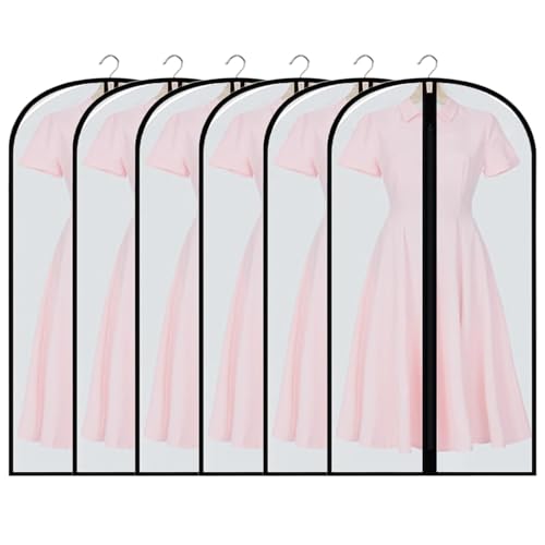 Kleidersäcke Anzug mit Reißverschluss Staubdicht für Kleidung - 60 x 120cm Kleidersack 6 Stück Schwarz Rahmen Transparent Aufbewahrung Schutz Kleidung - Kleiderschutz Säcke für Anzüge Jacken Hosen von gvivej