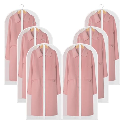 Kleidersack Anzug Lange, 6 Stück Kleidersack Kleiderhüllen Lang, 60 x 120 cm, zur Aufbewahrung von Hemden, Röcken und Anzügen von gvivej