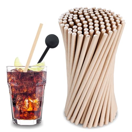 Papierstrohhalme, 100 Stück Strohhalme Papier (Durchmesser 6 mm 19,7 cm), Einfarbige Strohhalme, Geeignet für Cocktails, Kaffee und Feiern, Longdrink-Partys (Braun) von gvivej