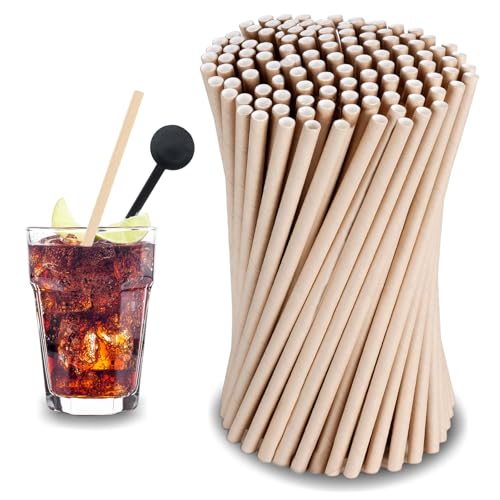 Papierstrohhalme, 200 Stück Strohhalme Papier (Durchmesser 6 mm 19,7 cm), Einfarbige Strohhalme, Geeignet für Cocktails, Kaffee und Feiern, Longdrink-Partys (Braun) von gvivej