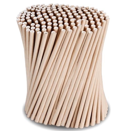 Papierstrohhalme, 400 Stück Strohhalme Papier (Durchmesser 6 mm 19,7 cm), Einfarbige Strohhalme, Geeignet für Cocktails, Kaffee und Feiern, Longdrink-Partys (Braun) von gvivej