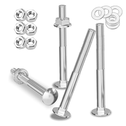 Schlossschrauben, 25 Stück Torbandschrauben M6 x 60, Flachrundkopfschrauben mit Sechskantflanschmuttern und Unterlegscheiben Schlossschrauben, 25 Stück Torbandschrauben M6 x 60, Flachrundkopfschrauben mit Sechskantflanschmuttern und Unterlegscheiben von gvivej