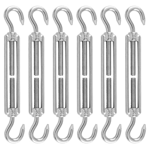 Spannschlösser Seilspanner 6 Stück, 304 Edelstahl Verstellbare Spannschloss Haken CC, Spannhaken für Sonnensegel, Seil, Oder Wäscheleine zu Spannen (Silber) von gvivej