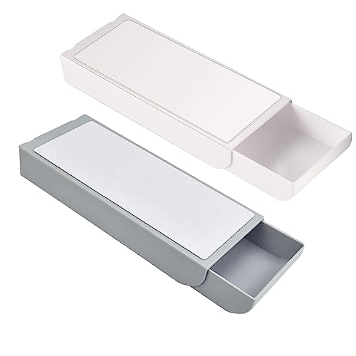 gvivej 2 Stück Schublade, Schublade Schreibtisch Unterbau, Versteckte Schreibtisch Schubladen für die Meisten Tische, 22,1 x 9,1 x 4cm, Weiß und Grau von gvivej