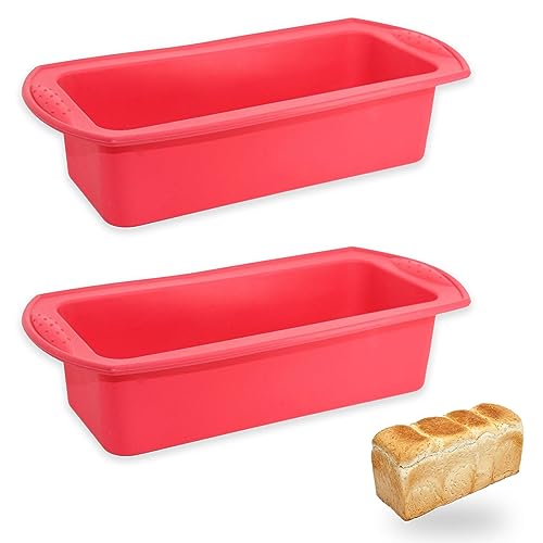 gvivej Backform Kasten, 2 Stück Brotbackformen Silikon, 26 x 13 x 6,5 cm, für Brot und Gebäck, Rot von gvivej