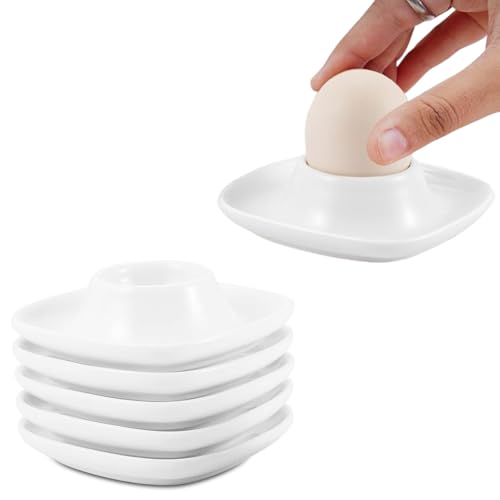 gvivej Keramik Eierbecher, 6 Stück Eierbecher, Egg Cups, Eierbecher Porzellan,Eierbecher Weiß, Keramik Eierbecher Halter, für Hart und Weichgekochten Eiern von gvivej