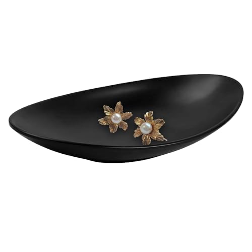 gvivej Schlüsselschale, Deko Flur Bowl, Schwarze Schmucktablett, Dekoschalen für Flur Münzen Autoschlüssel Schmuck im Eingangsbereich, Oval, 25 x 13,5 cm von gvivej