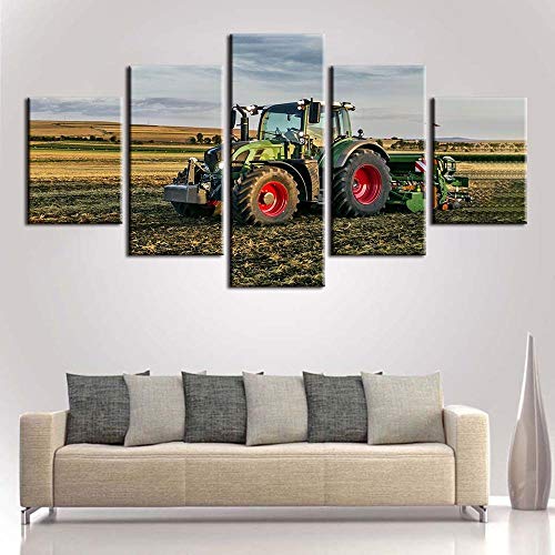 Gwgdjk Traktor Ackerland Wand Kunst Leinwand Kunst Wohnkultur Für Wohnzimmer Moderne Bilder Bilder 5 Panel Große Poster Hd Gedruckte Gemälde Gerahmt Fertig Zum Aufhängen -30X40/60/80Cm,Without Frame von gwgdjk