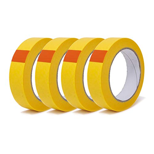 gws Goldband, Malerband zum Abkleben zum Streichen, Malen, Lackieren, Basteln und vielem mehr, Maler-Abdeckklebeband, Rückstandsfrei entfernbar, dünn & stabil (4 Rollen, 25mm) von gws