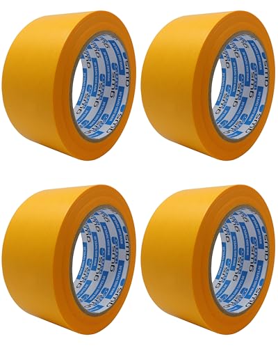 gws Goldband, Malerband zum Abkleben zum Streichen, Malen, Lackieren, Basteln und vielem mehr, Maler-Abdeckklebeband, Rückstandsfrei entfernbar, dünn & stabil (4 Rollen, 50mm) von gws