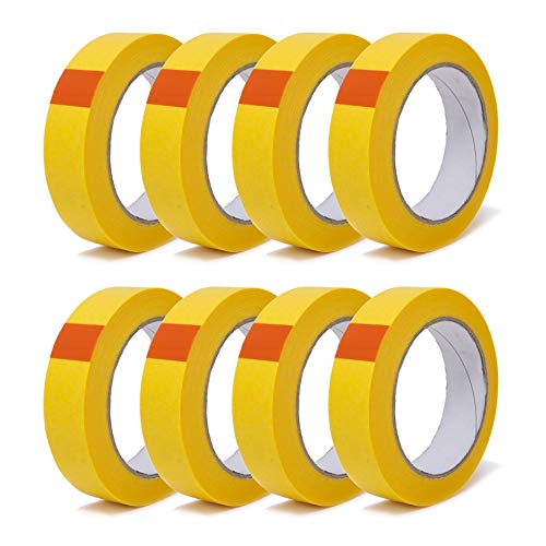 gws Goldband, Malerband zum Abkleben zum Streichen, Malen, Lackieren, Basteln und vielem mehr, Maler-Abdeckklebeband, Rückstandsfrei entfernbar, dünn & stabil (8 Rollen, 25mm) von gws