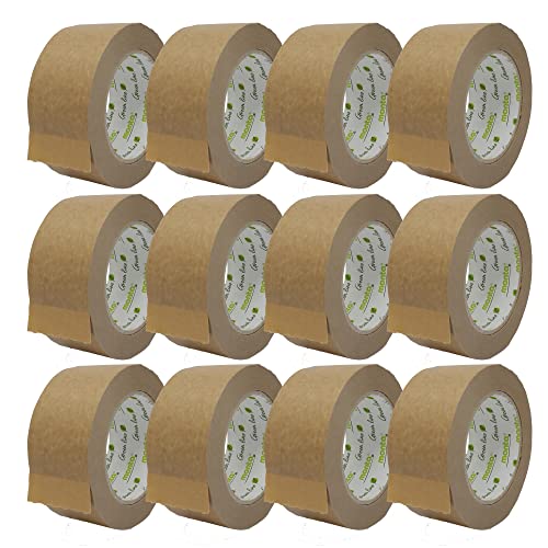 gws monta 841 Papier-Packband/Naturkautschuk-Klebstoff/nachhaltig/recyclinggerecht/Klebeband für Pakete, Umzug uvm / 50 m x 50 mm - braun - 12 Rollen von gws