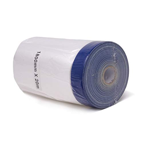 gws 1 Rolle Abdeckfolie für Maler- und Gipsarbeiten, Malerfolie mit Klebeband, Maskerband mit starker Haftung & einfach entfernbar 1800 mm x 20 m von gws