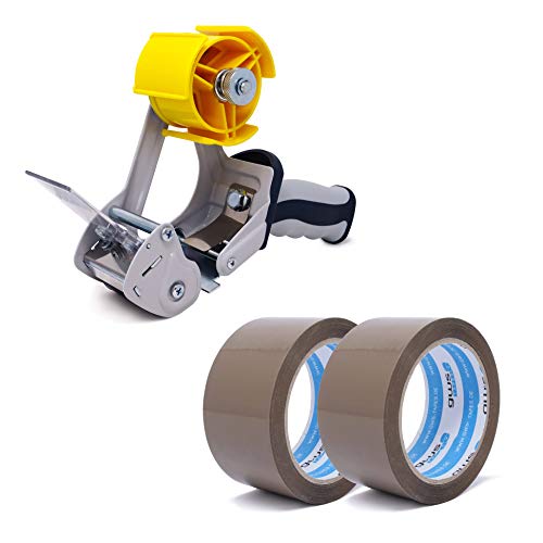gws Verpackungs-Set mit robustem Lager/-Industrie Abroller und 2 Rollen braun 66m x 50mm zum Verpacken von Paketen - Hohe Klebekraft - Einfache Bedienung - Profi-Qualität von gws