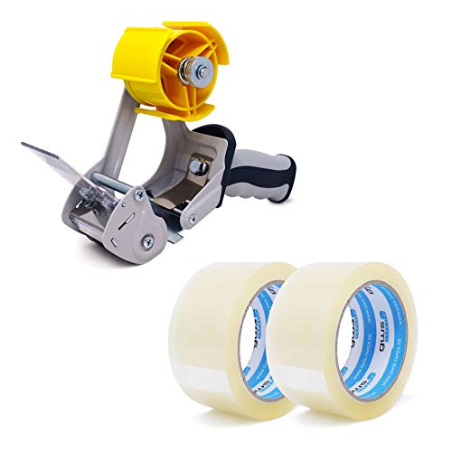 gws Verpackungs-Set mit robustem Lager/-Industrie Abroller und 2 Rollen Transparent 66m x 50mm zum Verpacken von Paketen - Hohe Klebekraft - Einfache Bedienung - Profi-Qualität von gws