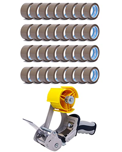 gws Verpackungs-Set mit robustem Lager/-Industrie Abroller und 36 Rollen braun 66m x 50mm zum Verpacken von Paketen - Hohe Klebekraft - Einfache Bedienung - Profi-Qualität von gws