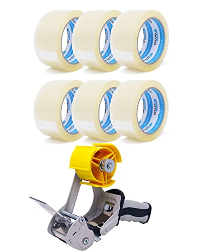 gws Verpackungs-Set mit robustem Lager/-Industrie Abroller und 6 Rollen Transparent 66m x 50mm zum Verpacken von Paketen - Hohe Klebekraft - Einfache Bedienung - Profi-Qualität von gws