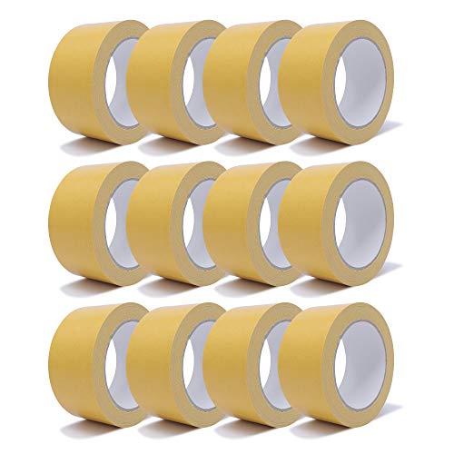 gws 12 Rollen Doppelseitiges Verlegeband 50mm x 25m,Stark klebendes Teppichband für Teppiche & PVC-Böden, Profi-Qualität von gws