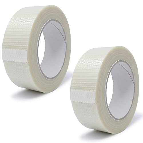 gws Filament-Klebeband, extra starkes Packband in Profi-Qualität, Gewebeband in Kreuzrichtung glasfaserverstärkt, Dicke: 120 μm (2 Rollen, 38 mm x 50 m, kreuzverstärkt) von gws