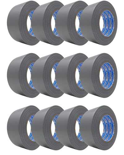 gws Gewebe-Klebeband 12 Rollen, Synthesekautschuk-Panzer-Duct-Tape, von Hand reißbar, 27 Mesh-Gewebe, Gewebeklebeband zur vielseitigen Anwendung 50 m x 48 mm, Silber von gws