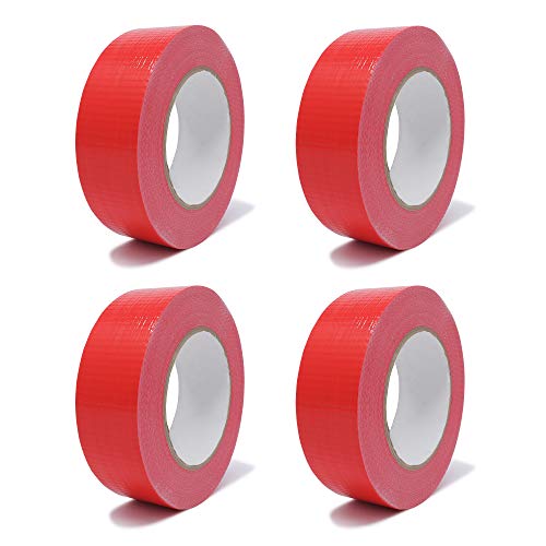 gws Gewebe-Klebeband Premium Qualität | Naturkautschuk-Panzer-Duct-Tape | von Hand reißbar | Steinband | Länge 50m (4 Rolle, rot, 38 mm) von gws