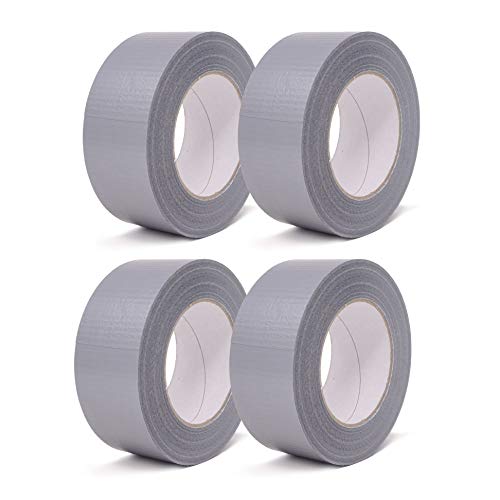 gws Gewebeklebeband, extra stark haftendes Panzerband zum Bündeln und Fixieren, Duct Tape – Gaffer Band in verschiedenen Farben, Länge: 50m (4 Rollen - silber - 50 mm breit) von gws