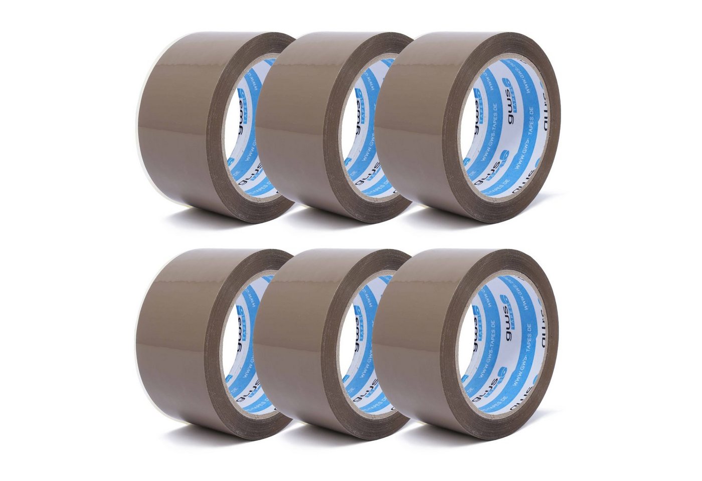 gws Klebeband gws 42820 Packband PP leise abrollend 66 m x 50 mm leise abrollend (Packband, 6-St., farblos, braun) PP-Film (BOPP)-Träger, Acrylat-Kleber, geräuscharm von gws