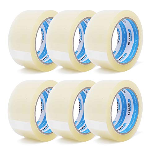 gws Paketklebeband 6 Rollen farblos Geräuscharmes Universalklebeband zum Verpacken von Paketen - Hohe Klebekraft - Profi-Qualität 66 m Länge 50 mm Breite von gws