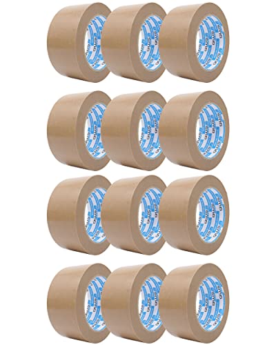 gws Premium PVC Paket-Klebeband, kräftiges Verpackungsband für sehr schwere Pakete, leicht & leise abrollend, Dicke: 65 μm (12 Rollen, braun, 66 m x 50 mm) von gws